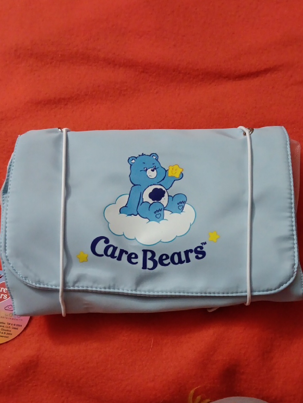 #80 Care Bears Light Blue Kids Travel Pouch with Cloud Bear Graphic
